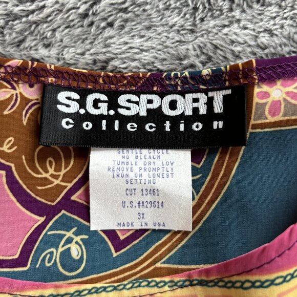 Vtg Patchwork Womens Top Size 3X Floral Boho Gemoetric Western Satin USA 18070 - Picture 5 of 7